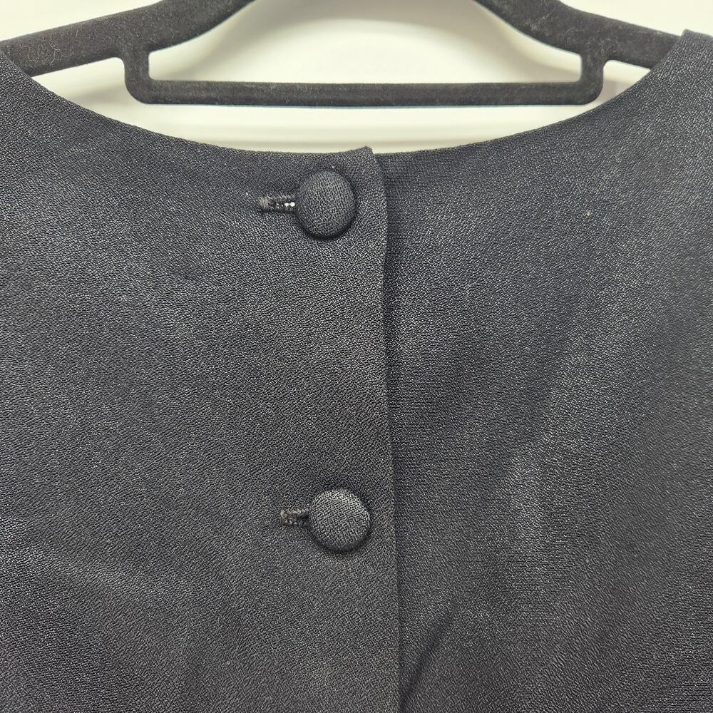 VTG. Jason Matthews Black‎ Floral Embroidered Sleeveless Blouse Women's L - Picture 5 of 7